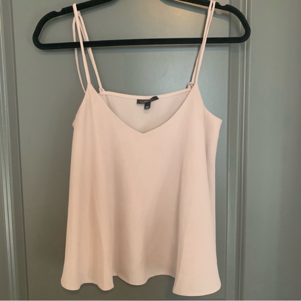 Pink flowy spaghetti strap tank by Topshop size 4/Small